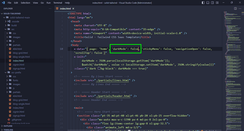 enable light mode in alpinejs enable light mode in alpinejs